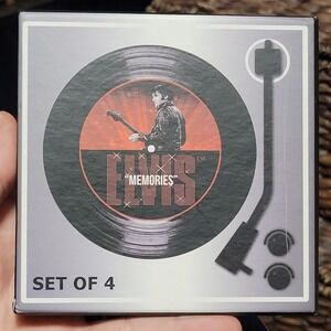 Elvis Presley Memories Blue Suede Shoes Record Coasters Set of 4